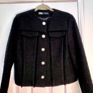 Zara Tweed Jacket Black - Small